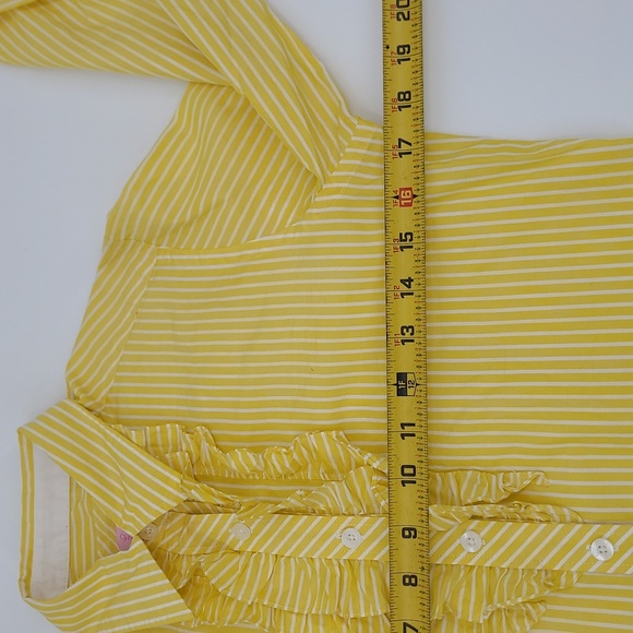 Lilly Pulitzer Yellow/White Stripe Button Down with Ruffle Detail Women's Size 6 - Picture 5 of 8